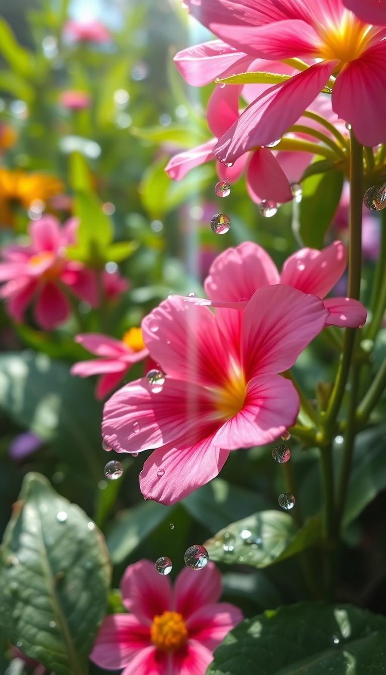 Free Spring Rain Garden iPhone Sophisticated Wallpaper